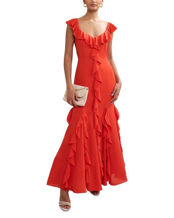 フェイズ・エイト レディース トップス ワンピース フリル ミディ Phaseight Lianah Ruffled Midi Dress Orange オレンジ
