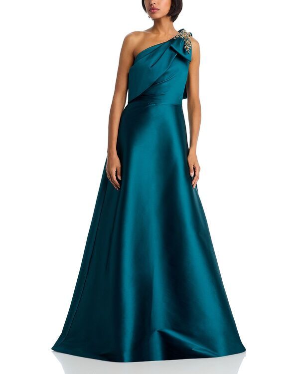 テリジョンバイリッキーフリーマン レディース トップス ワンピース Teri Jon by Rickie Freeman One Shoulder Embellished Gown Peacock