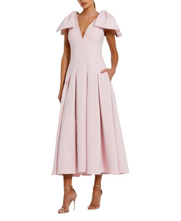 マックダガル レディース トップス ワンピース クレープ A ライン ミディ Mac Duggal Crepe A Line With Bow Straps Midi Dress Blush ブラッシュ