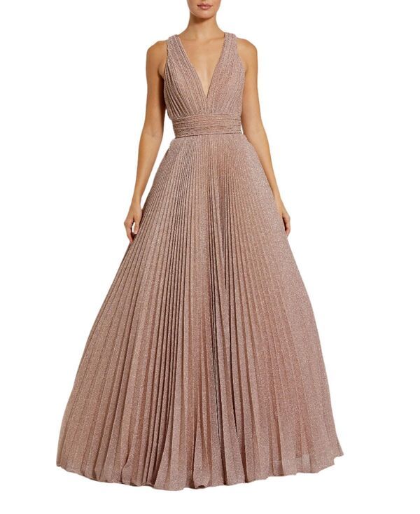 マックダガル レディース トップス ワンピース ジョーゼット プリーツ ノースリーブ Mac Duggal Shimmeringeorgette Pleated Sleeveless Gown Rose Gold ゴールド