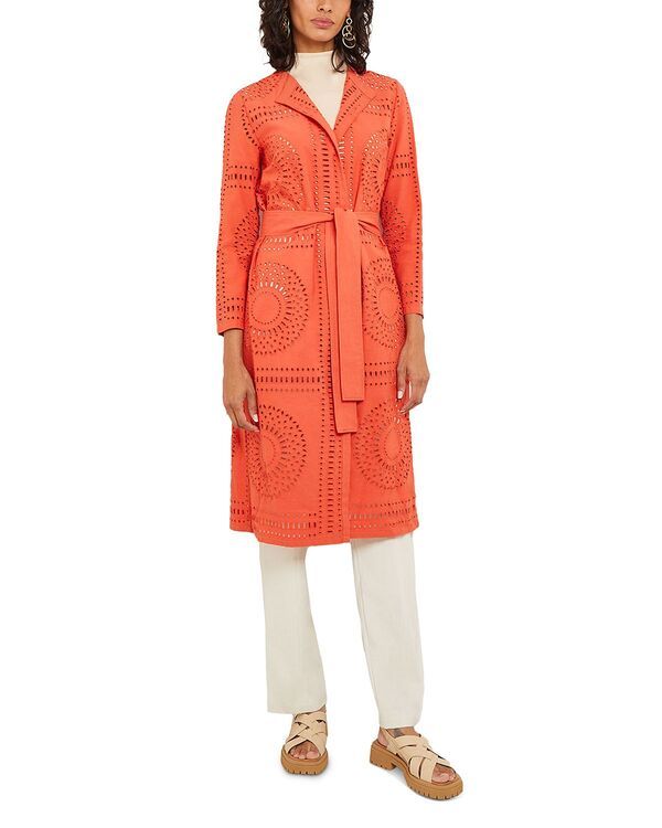 ミソック レディース アウター ジャケット・ブルゾン Misook Eyelet Open Front Long Jacket Spice