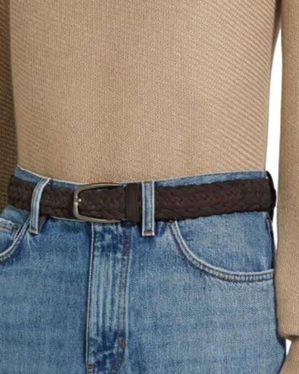ゼニア メンズ アクセサリー ベルト レザー ZEGNA Braided Leather Belt Dark Brown ブラウン