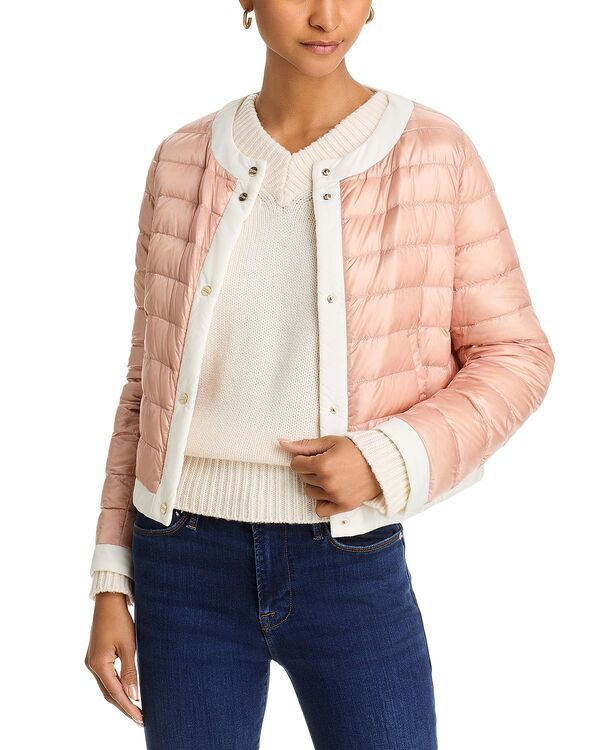 ヘルノ レディース アウター ジャケット・ブルゾン キルティング Herno Matte Trim Quilted Short Jacket Rose PinkWhite ホワイト