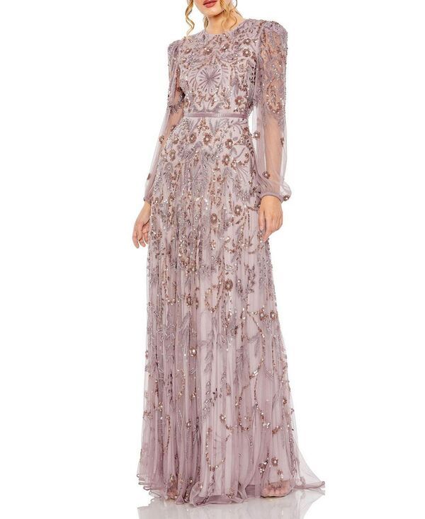マックダガル レディース トップス ワンピース A ライン Mac Duggal Puff Sleevembellished A Line Gown Heather ヘザー