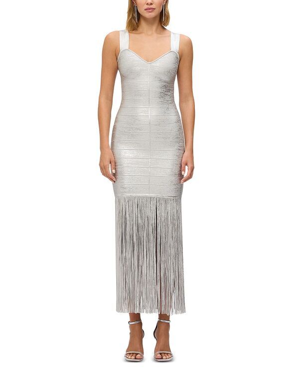 エルベレジェ レディース トップス ワンピース トール Herv Lger The Metallic Alba Gown Silver Foil シルバー