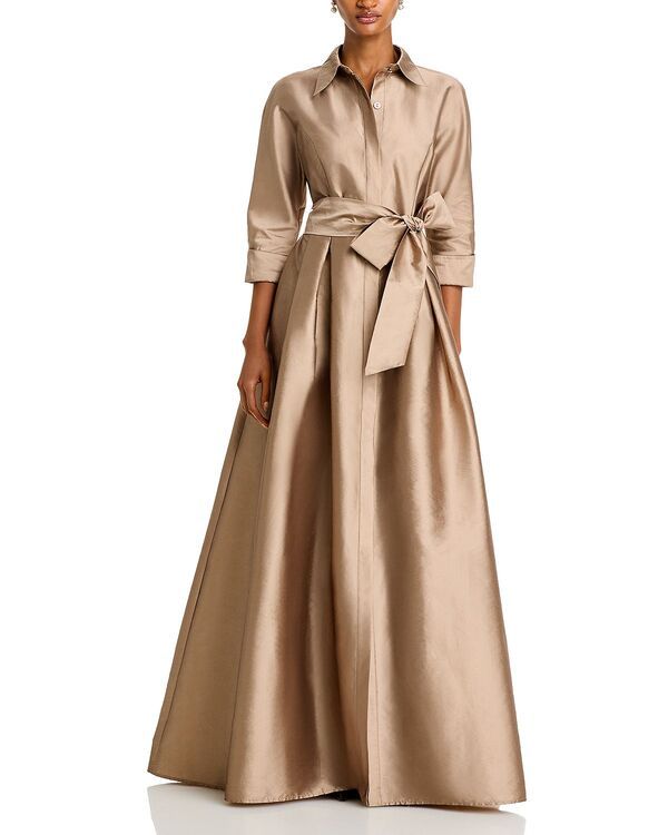 テリジョンバイリッキーフリーマン レディース トップス ワンピース シャツ Teri Jon by Rickie Freeman Shirt Dress Gown Gold ゴールド