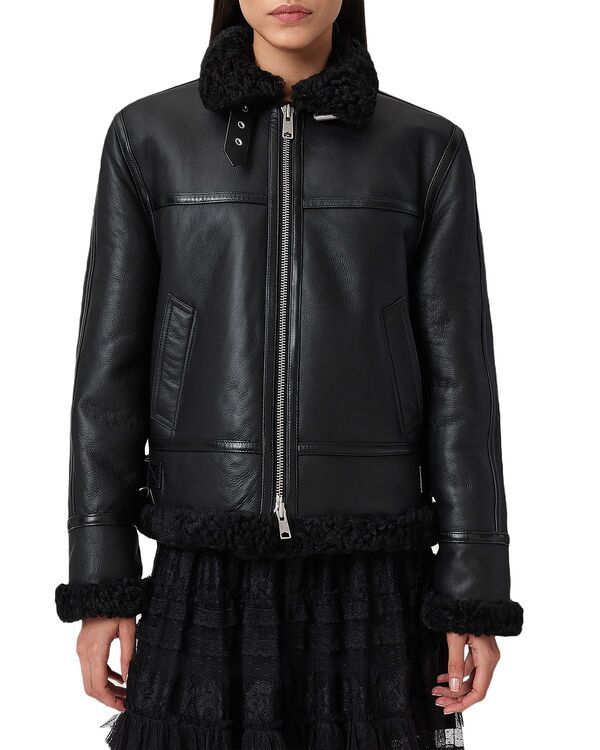 オールセインツ レディース アウター ジャケット・ブルゾン ALLSAINTS Lorel Shearling Flying Jacket Black ブラック