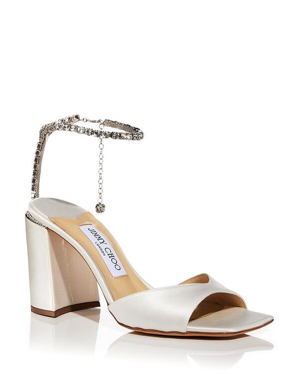 ジミーチュー レディース シューズ サンダル アンクル ヒール Jimmy Choo Womens Saeda 85 Embellished Ankle Strap High Heel Sandals IvoryCrystal アイボリー