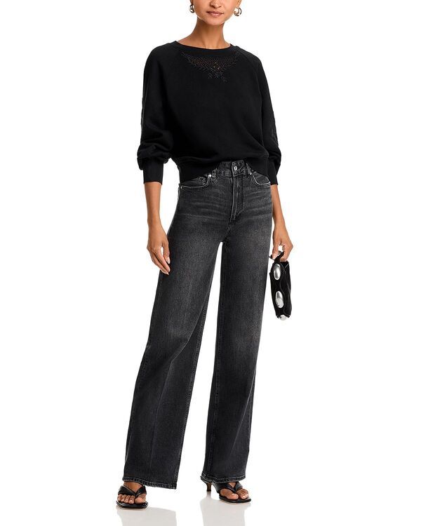ペイジ レディース ボトムス デニムパンツ ワイドレッグ ジーンズ PAIGE Sasha High Rise Wide Leg Jeans in Viper Black Distressed Viper Black Distressed ブラック