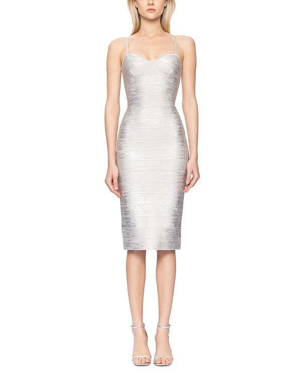 エルベレジェ レディース トップス ワンピース Herv Lger Strappy Sweetheart Neck Bandage Dressilver Foil シルバー