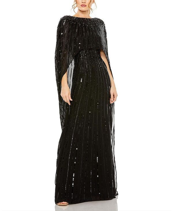 マックダガル レディース トップス ワンピース ケープデザイン キャップ ケープ Mac Duggal Embellished Column Cape Gown Black ブラック