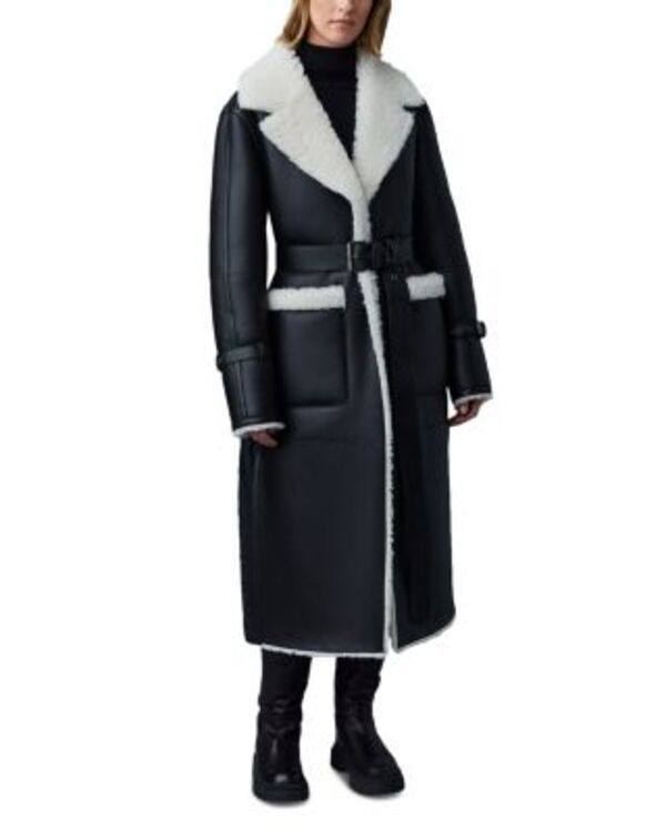 マッカージュ レディース アウター コート ダウン Mackage Sabreen Shearling Beltedown Coat Black ブラック