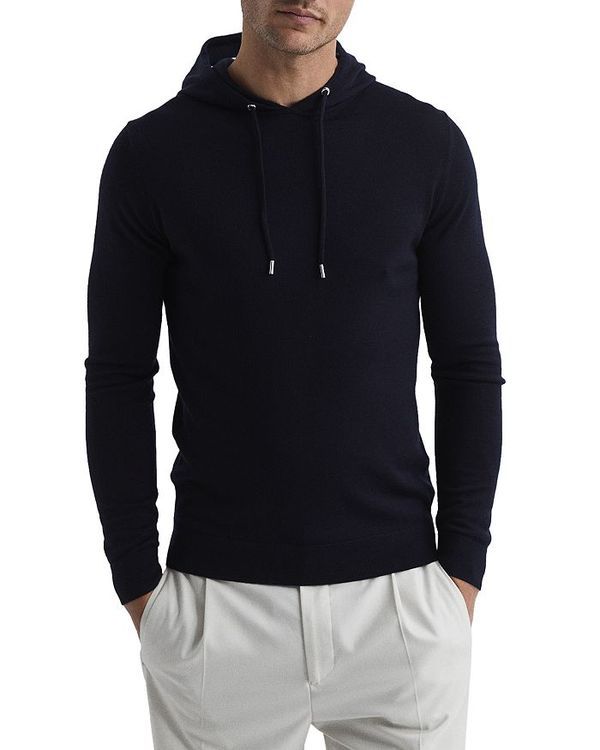 レイス メンズ アウター パーカー・スウェット レギュラーフィット ウール パーカー REISS Holland Merino Wool Solid Regular Fit Hoodie Navy ネイビー