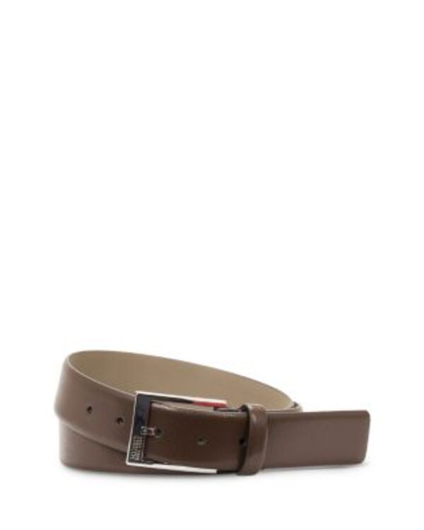 ボス メンズ アクセサリー ベルト レザー BOSS Mens Gellot_Sz35 Leather Belt Dark Brown ブラウン