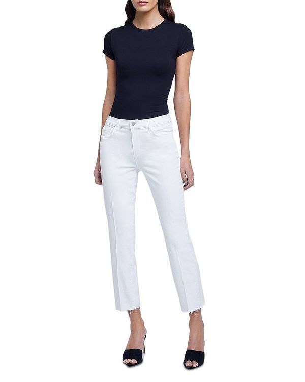 ラジャンス レディース ボトムス デニムパンツ クロップド ジーンズ LAGENCE Sada High Rise Cropped Straight Jeans in Dusty Blanc ピンク