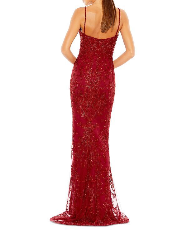 マックダガル レディース アンダーウェア ナイトウェア Mac Duggal Beaded Plunge Neck Gown Red レッド