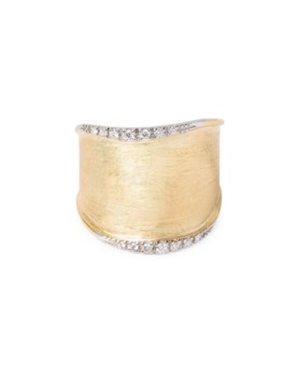 マルコ ビチェゴ メンズ アクセサリー リング Marco Bicego 18K Yellow Gold Lunaria Diamond Textured Finish Large Statement Ring WhiteGold ホワイト