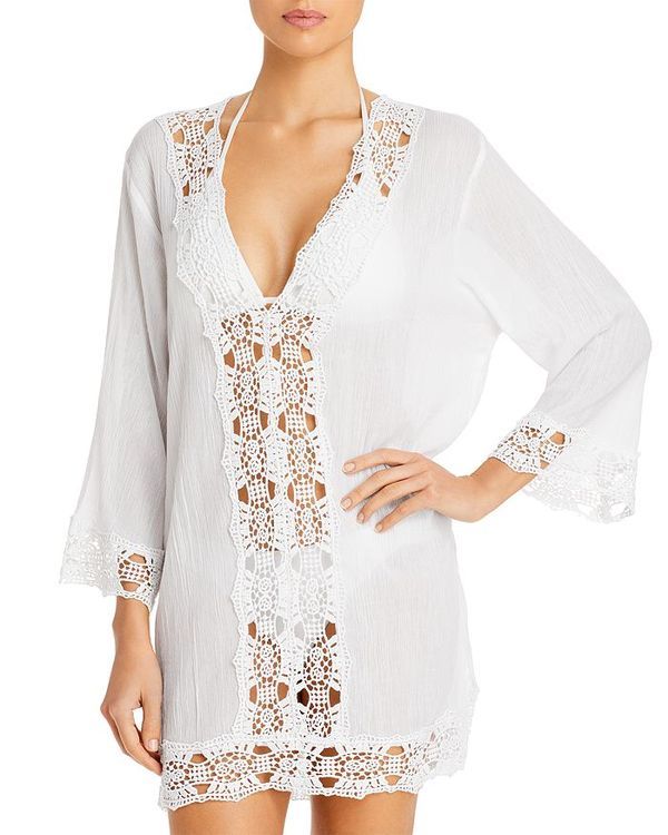 ラブランカ レディース トップス シャツ レーストリム レース La Blanca Island Fare Crocheted Lace Trim Tunic Swim CoverUp White ホワイト 23,998円