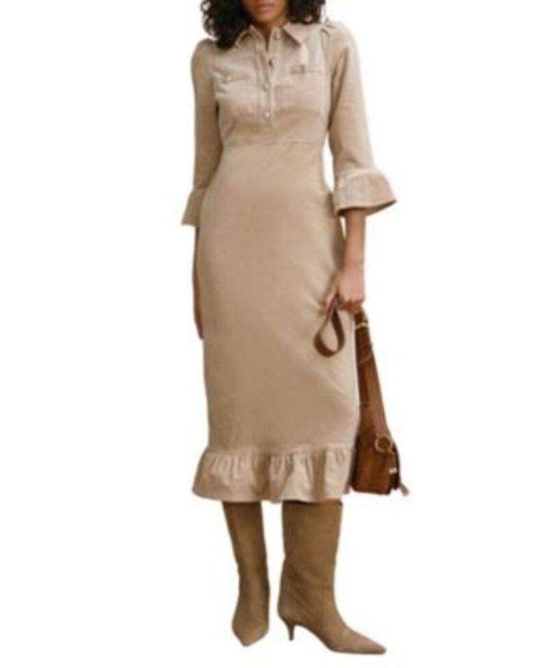 ミルトンベルベット レディース トップス ワンピース コーデュロイ ミディ Mint Velvet Womens Corduroy Midi Dress Neutral