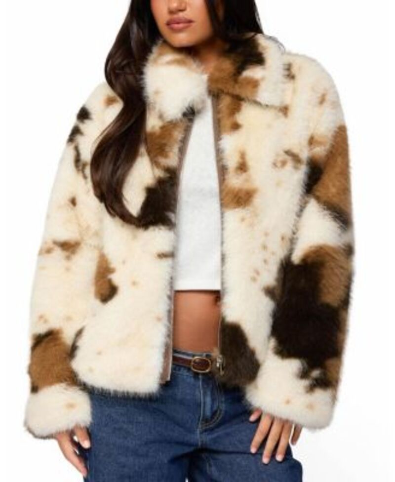 アディクテッド レディース アウター ジャケット・ブルゾン プリント Edikted Rayan Cow Print Jacket Mix