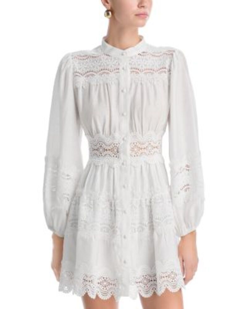 アクア レディース トップス ワンピース ミニ レース AQUA Swirlace Mini Dress Exclusive White ホワイト