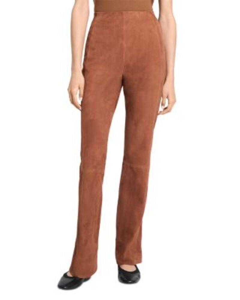 セオリー レディース ボトムス カジュアルパンツ スエード Theory Suede Slit Hem Pants Caramel