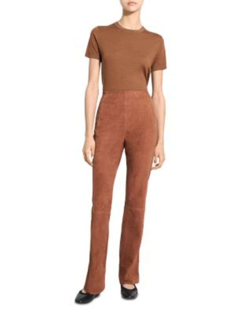 セオリー レディース ボトムス カジュアルパンツ スエード Theory Suede Slit Hem Pants Caramel セオリー レディース ボトムス カジュアルパンツ スエード Theory Suede Slit Hem Pants Caramel