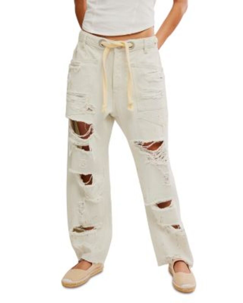 フリーピープル レディース ボトムス デニムパンツ ジーンズ Free People We The Free Moxie Low Slung Pull On Barrel Jeans in Sea Mist Sea Mist