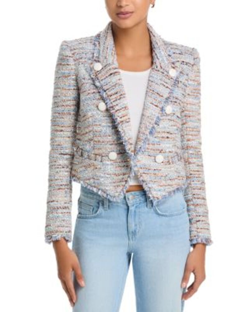 ラジャンス レディース アウター ジャケット・ブルゾン ツイード ブレザー LAGENCE Marv Boxy Tweed Blazer BlueBeige Tweed ブルー