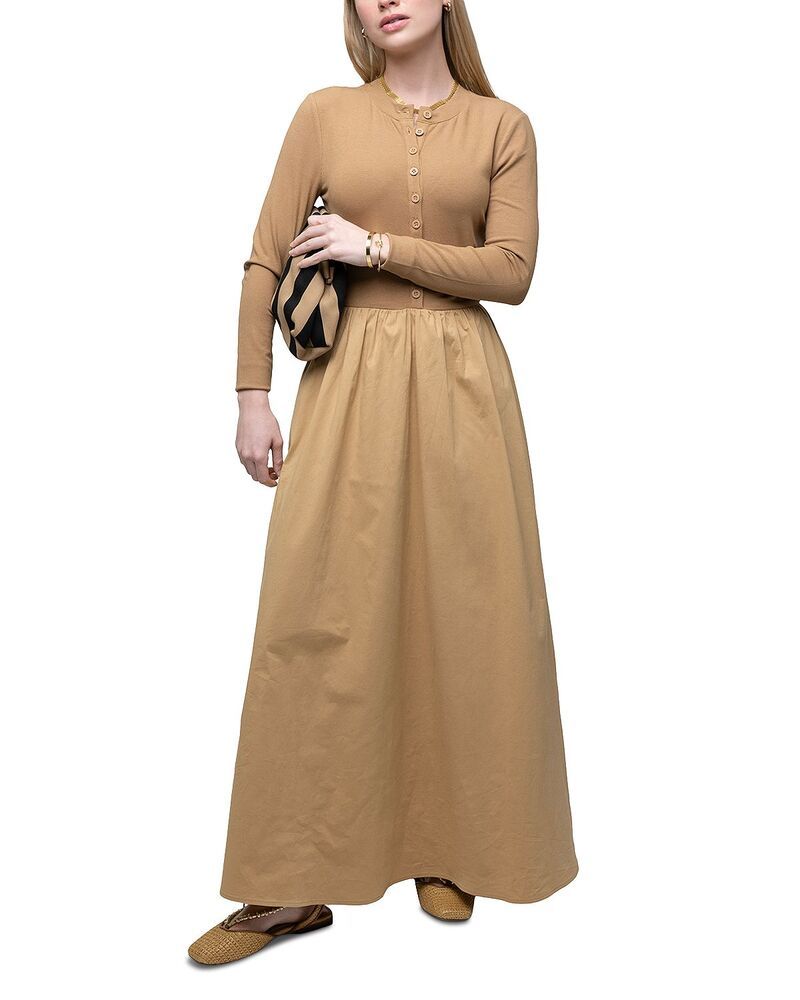 ポイント レディース トップス ワンピース Point Mixed Media Dress Iced Coffee コーヒー