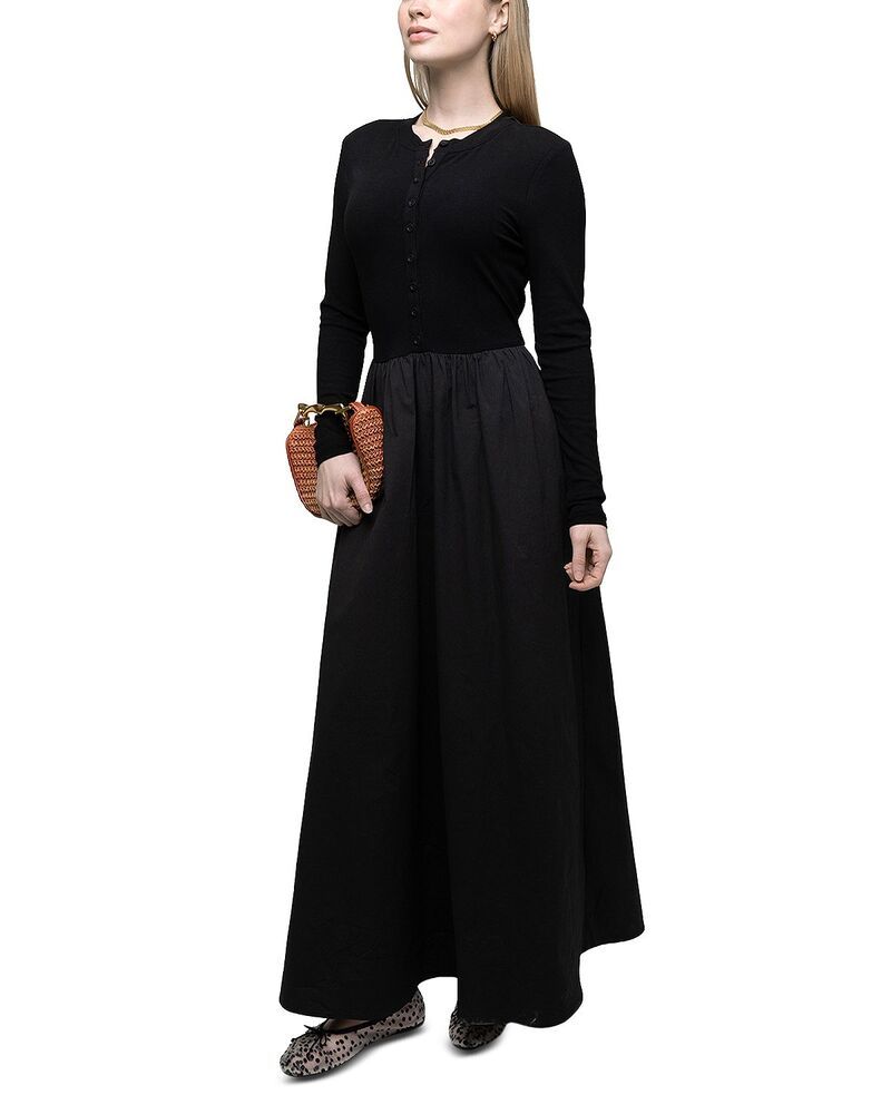 ポイント レディース トップス ワンピース Point Mixed Media Dress Black ブラック