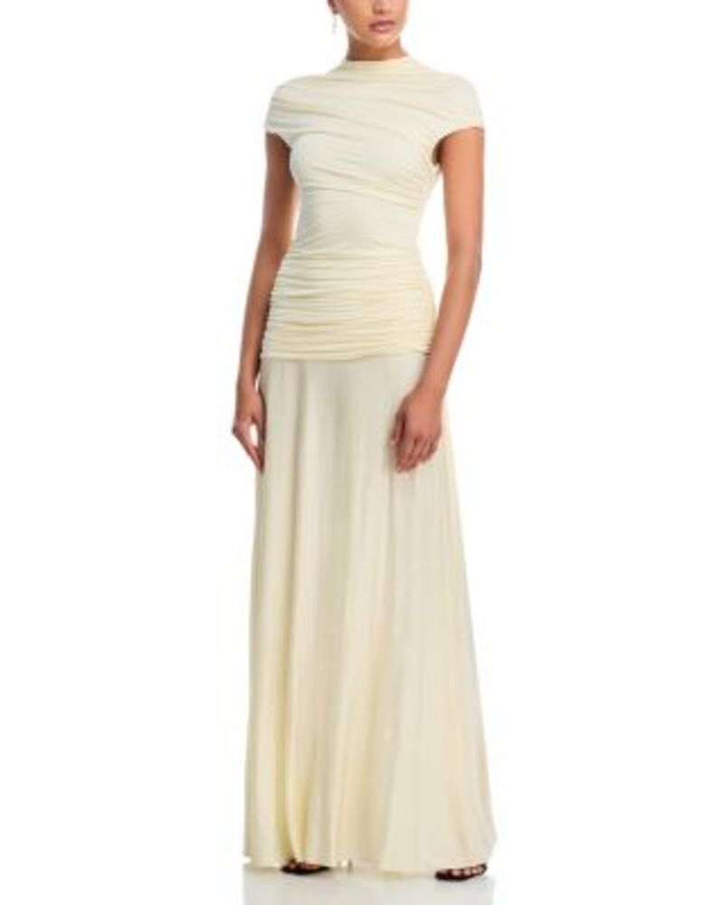 セルフ・ポートレイト レディース トップス ワンピース ドレープ ジャージー マキシ SelfPortrait Draped Jersey Maxi Dress Yellow イエロー
