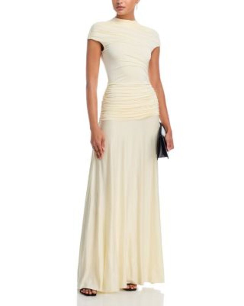 セルフ・ポートレイト レディース トップス ワンピース ドレープ ジャージー マキシ SelfPortrait Draped Jersey Maxi Dress Yellow イエロー