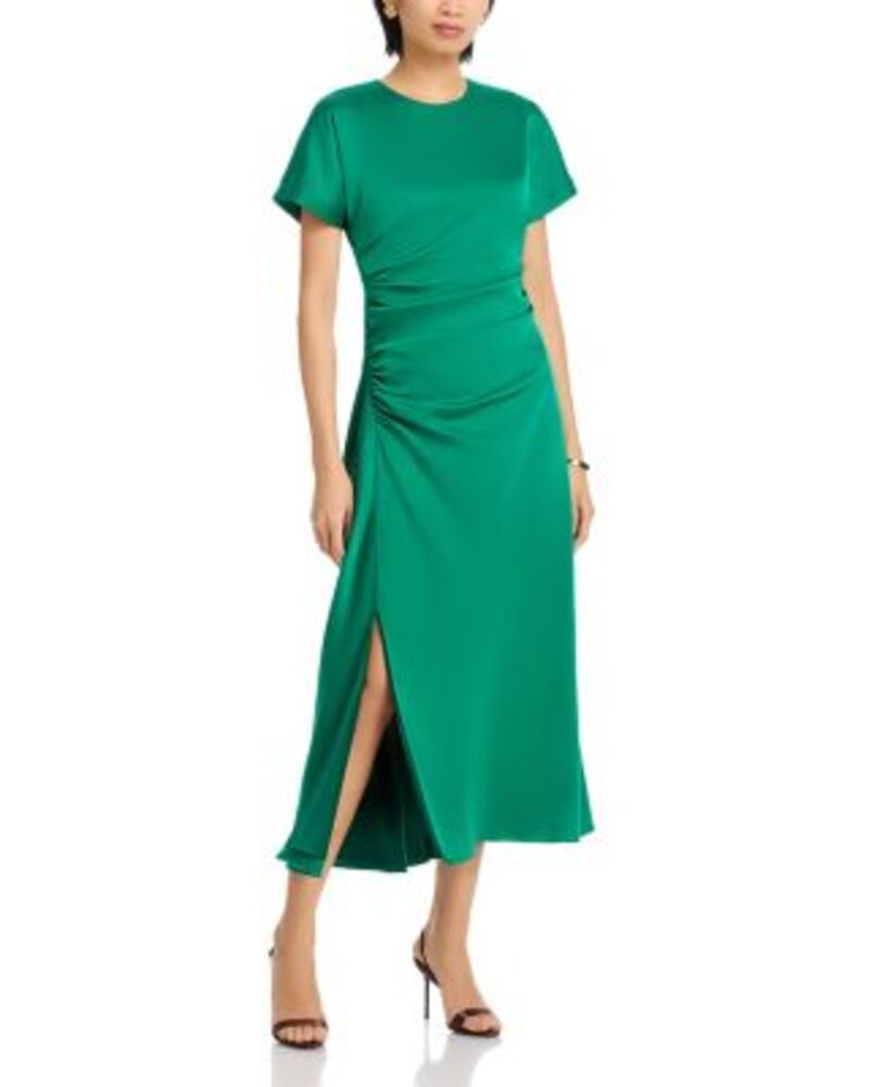 シムカイ レディース トップス ワンピース ドレープ ミディ SIMKHAI Marabella Short Sleeve Draped Midi Dress Kelly Green グリーン