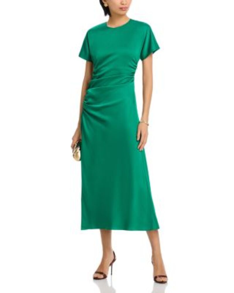 シムカイ レディース トップス ワンピース ドレープ ミディ SIMKHAI Marabella Short Sleeve Draped Midi Dress Kelly Green グリーン
