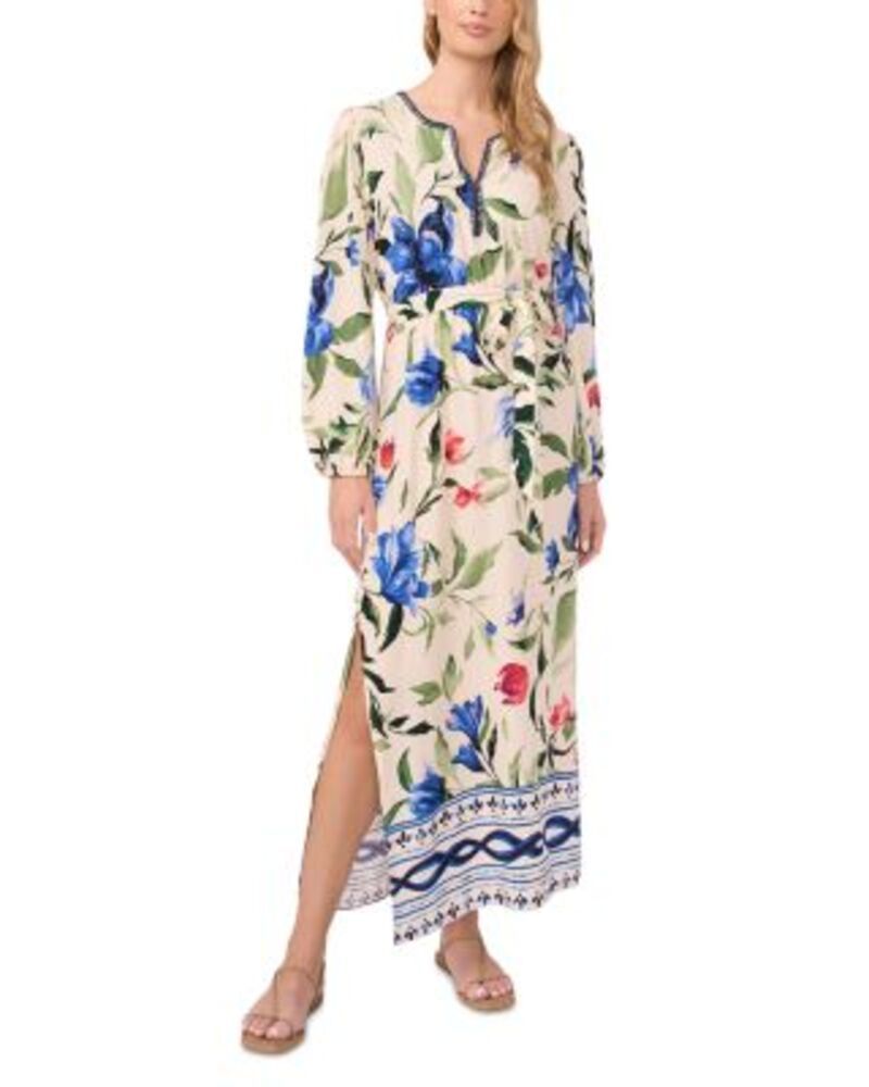 ヴィンスカムート レディース トップス ワンピース Vネック マキシ VINCE CAMUTO V Neck Long Sleeve Maxi Dress Deep Blue ブルー
