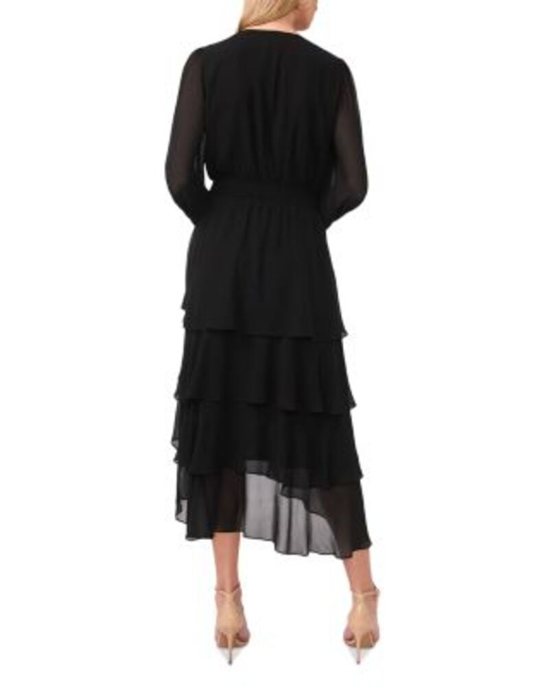ヴィンスカムート レディース トップス ワンピース Vネック シャーリング VINCE CAMUTO V Neck Long Sleeve Smocked Waist Dress Rich Black ブラック