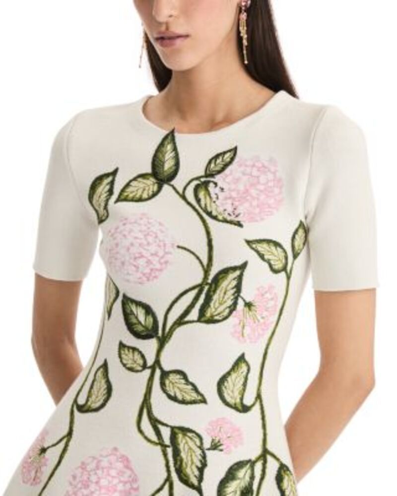 オスカー デ ラ レンタ レディース トップス ワンピース ニット Oscar de la Renta Porcelain Flower Jacquard Knit Dress IvoryPink アイボリー