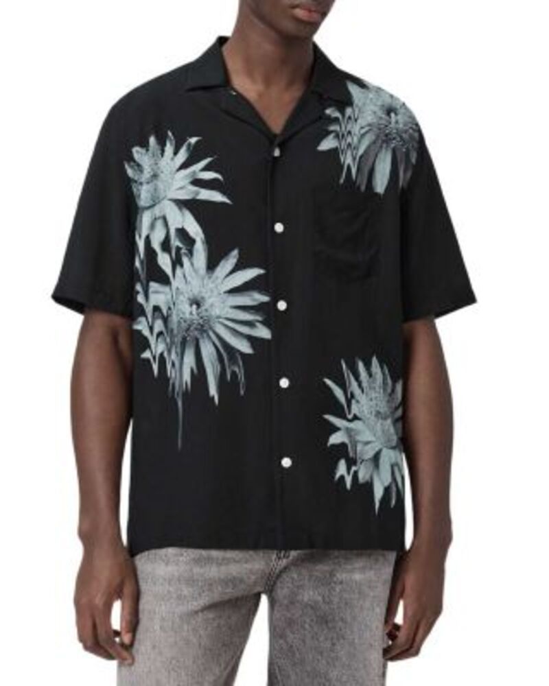 オールセインツ メンズ トップス シャツ ALLSAINTS Floraze Short Sleeve Shirt Jet Black ブラック