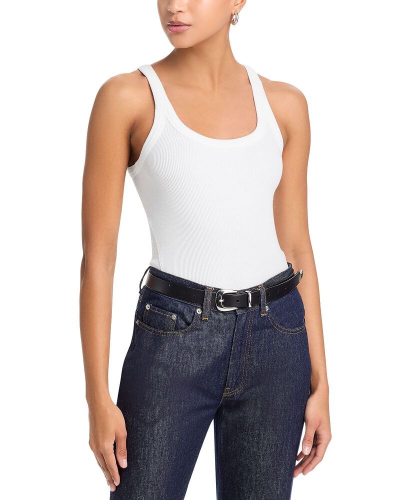 ラグアンドボーン レディース トップス タンクトップ rag bone Thessential Rib Wide String Tank Top White ホワイト