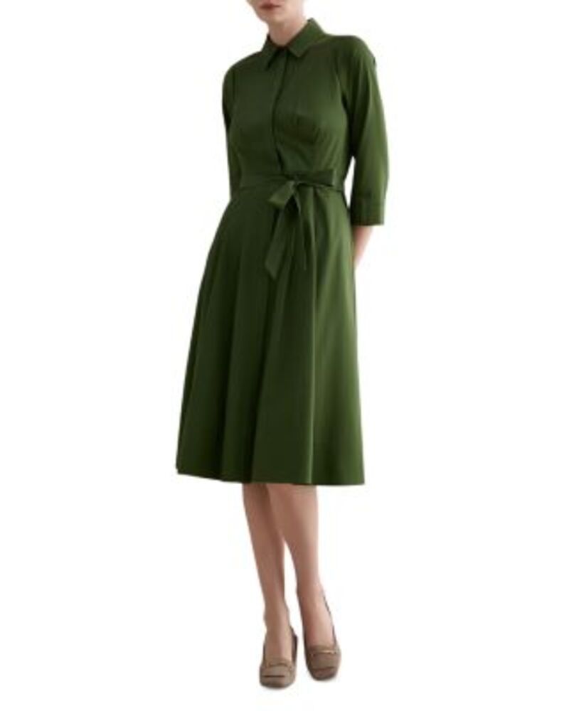 ホッブスロンドン レディース トップス ワンピース プチ ミディ HOBBS LONDON Petites Brigitta Button Front Midi Dress Pine Green グリーン