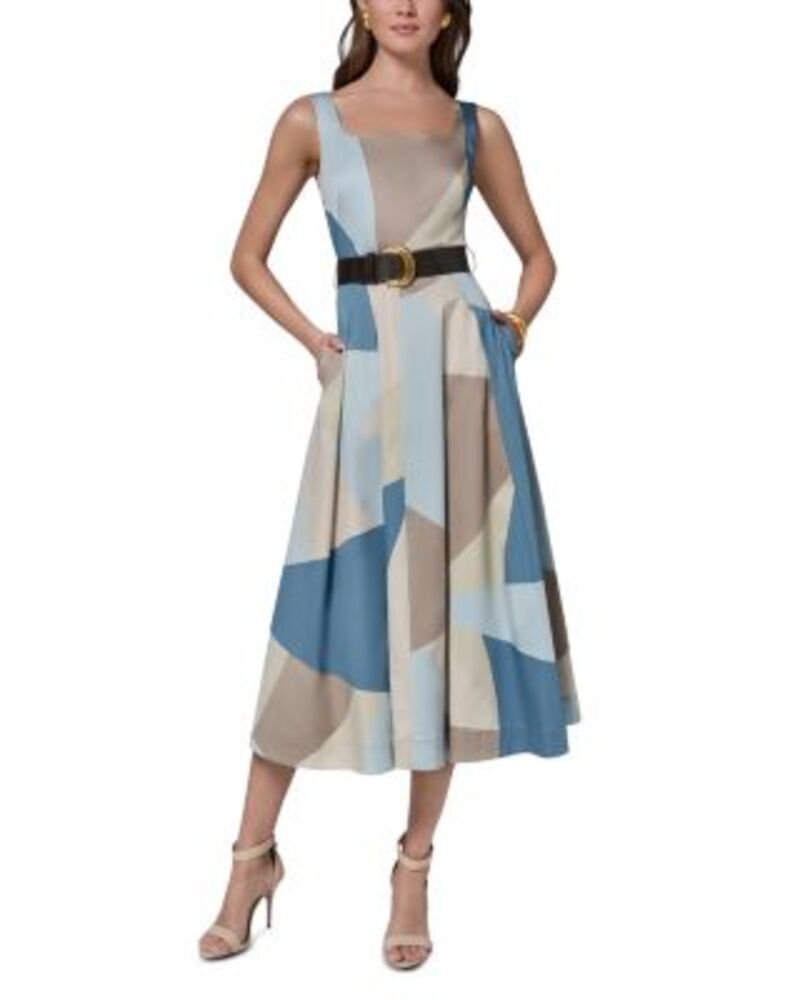ダナキャラン レディース トップス ワンピース ミディ コットン Donna Karan Cotton Stretch Midi Dress Washed Indigo インディゴ