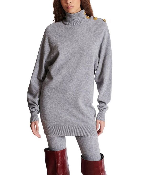バルマン レディース トップス ワンピース Balmain Short Cashmere Jumper Dress Grey グレー