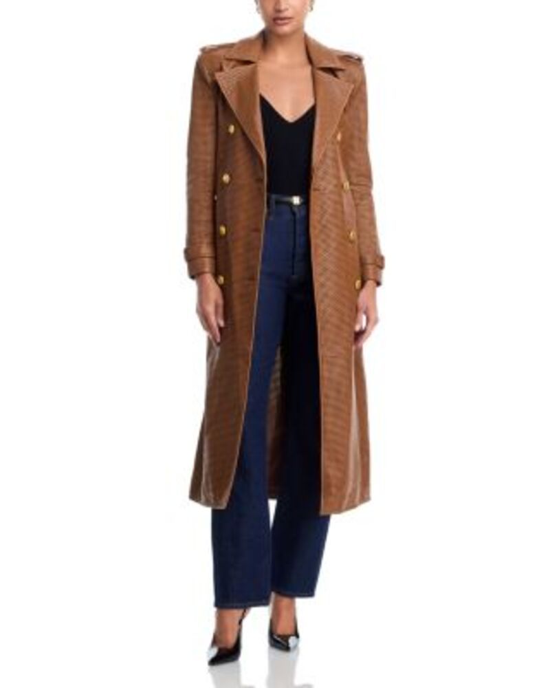 ラジャンス レディース アウター コート レザー LAGENCE L AGENCE Baylee Leather Trench Coat Soft Cognac