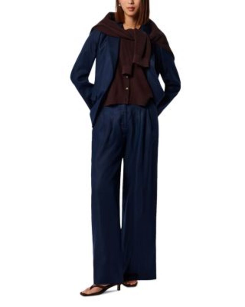 ホイッスルズ レディース ボトムス カジュアルパンツ ワイドレッグ Whistles Wide Leg Hopsack Trousers Navy ネイビー ホイッスルズ レディース ボトムス カジュアルパンツ ワイドレッグ Whistles Wide Leg Hopsack Trousers Navy ネイビー