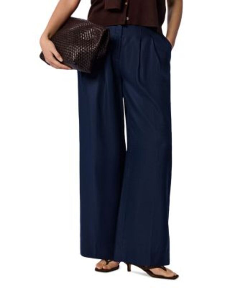 ホイッスルズ レディース ボトムス カジュアルパンツ ワイドレッグ Whistles Wide Leg Hopsack Trousers Navy ネイビー