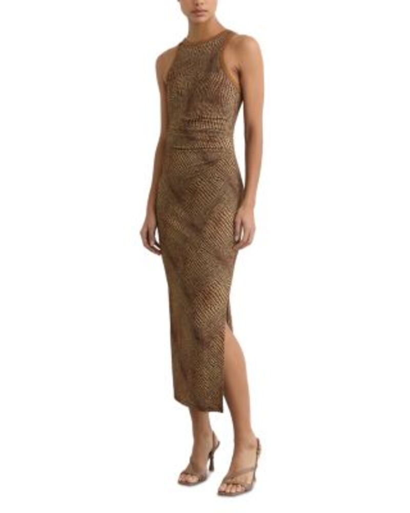 レイス レディース トップス ワンピース プリント REISS Lola Snake Print Bodycon Dress Brown ブラウン