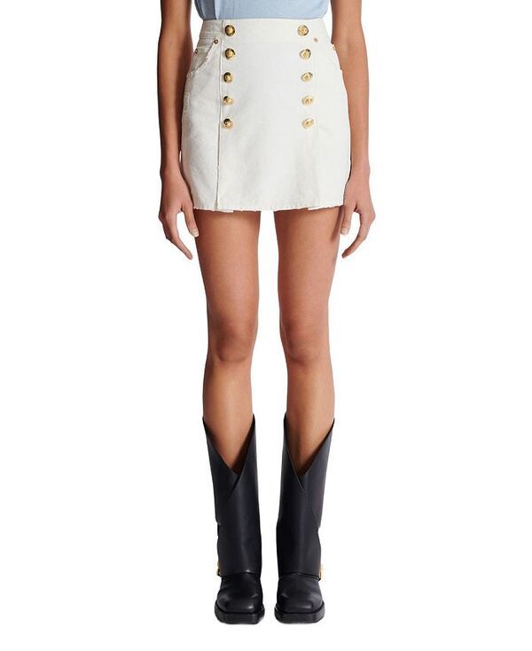 バルマン レディース ボトムス スカート コットン Balmain Short Cotton Canvas Skirt White ホワイト