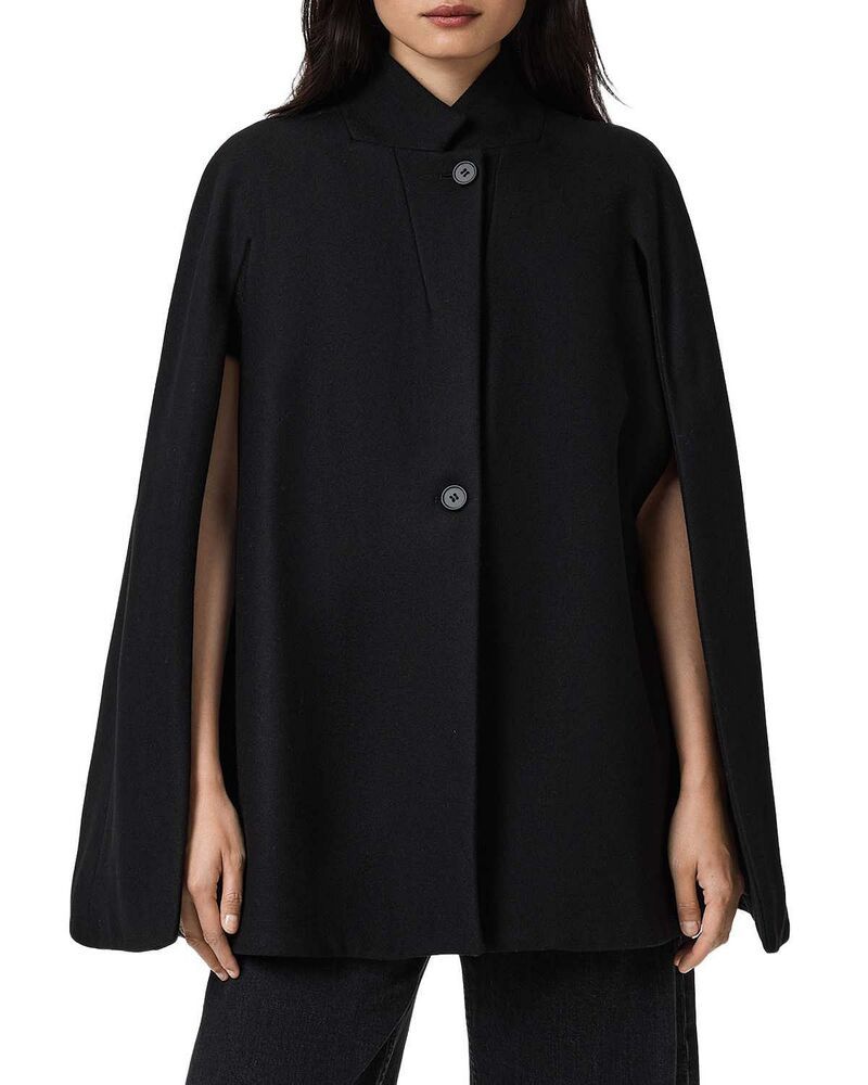 オールセインツ レディース アウター コート ケープデザイン キャップ ケープ ALLSAINTS Lunis Cape Coat Black ブラック