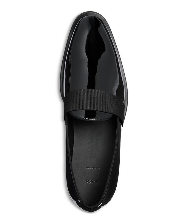 ボス レディース シューズ スリッポン・ローファー ローファー BOSS Mens Derrek Patent Smoking Loafers with Ribbon Black ブラック